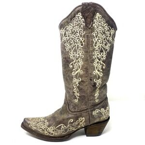 Vintage Corral Ladies Western Cowboy Boots Sz 8 Crater Bone A 1094 Soft Leather